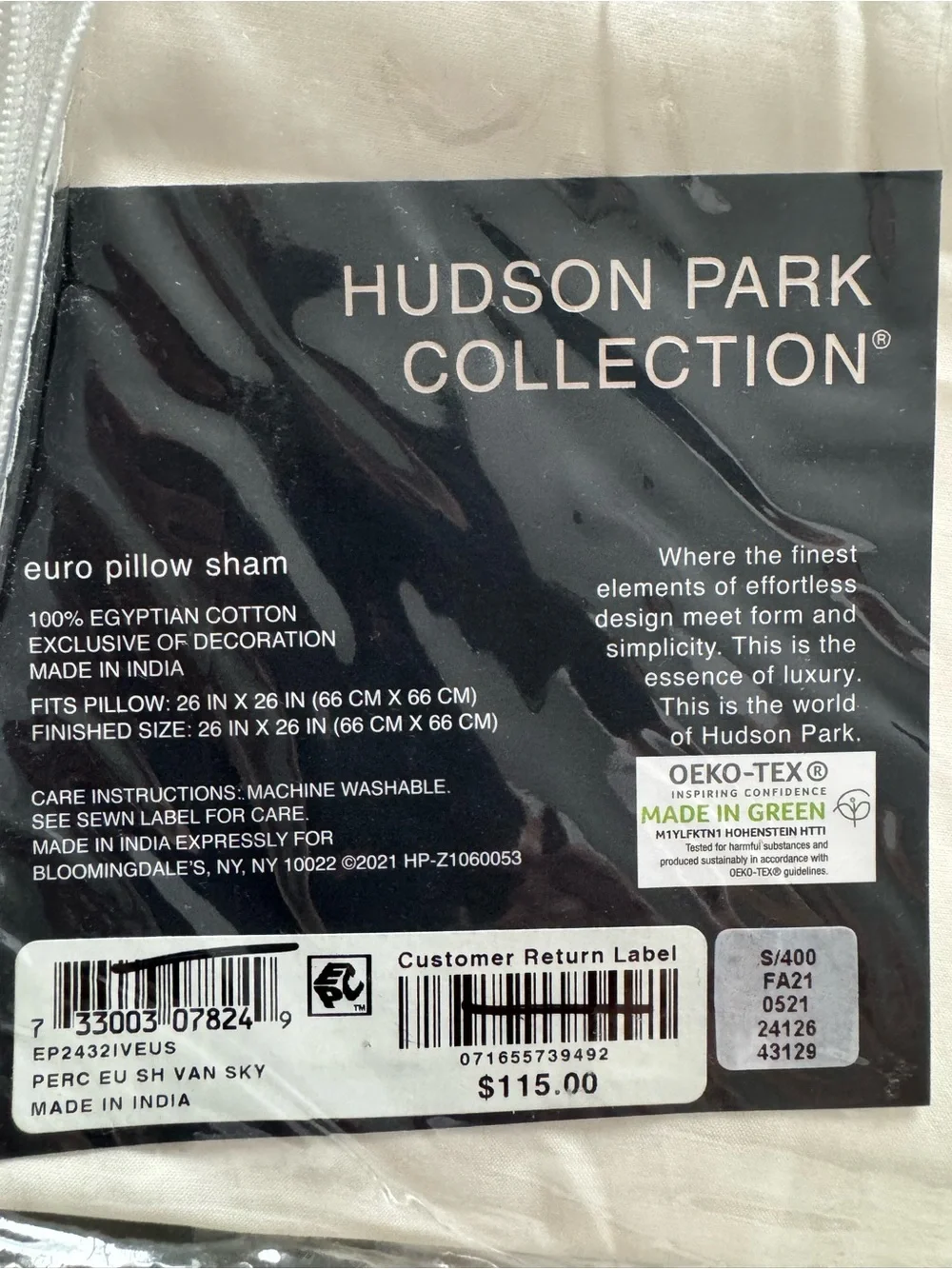 390$King Comforter Cover + 115$Pillow sham (2)Hudson Park Collection. Percale.